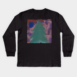 Abstract forest moon Kids Long Sleeve T-Shirt